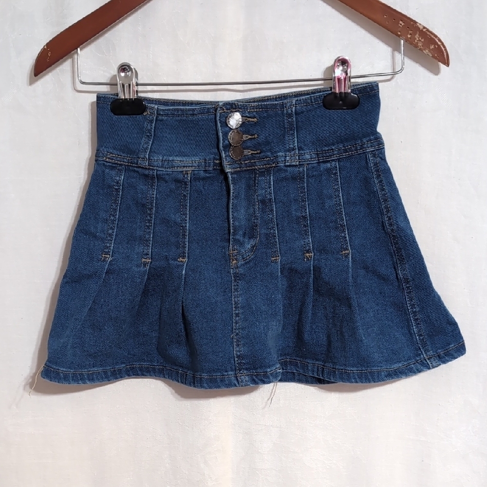 Salvaje Pleated Denim Mini Skirt Size 3
